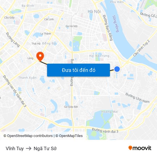 Vĩnh Tuy to Ngã Tư Sở map