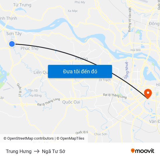 Trung Hưng to Ngã Tư Sở map