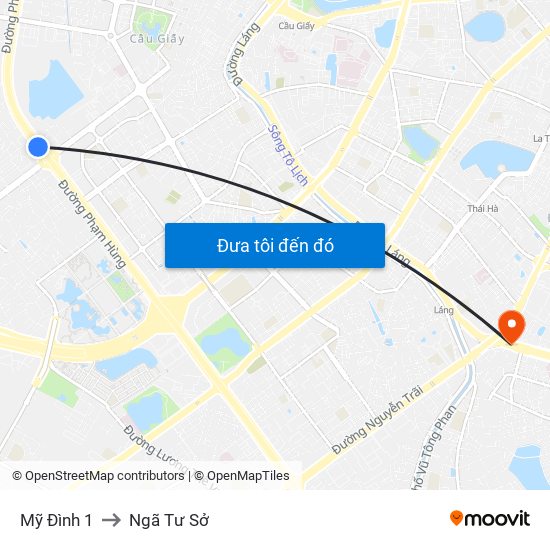 Mỹ Đình 1 to Ngã Tư Sở map