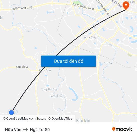 Hữu Văn to Ngã Tư Sở map