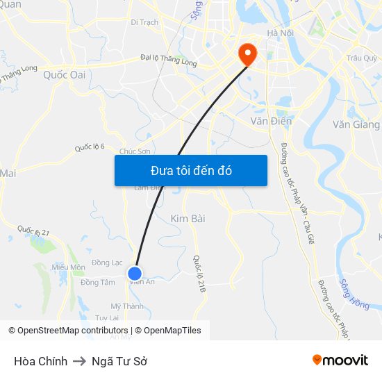 Hòa Chính to Ngã Tư Sở map