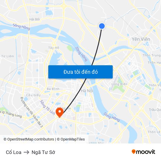 Cổ Loa to Ngã Tư Sở map