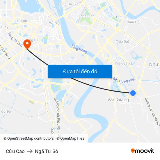 Cửu Cao to Ngã Tư Sở map