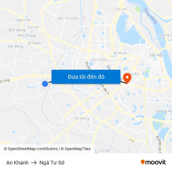 An Khánh to Ngã Tư Sở map