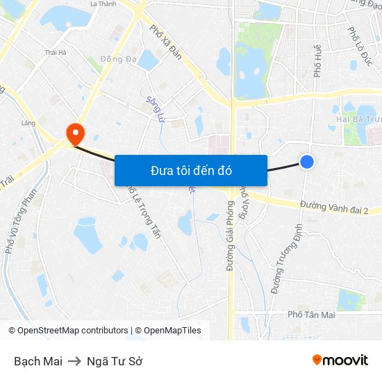 Bạch Mai to Ngã Tư Sở map