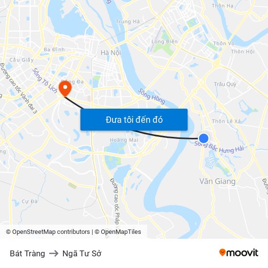 Bát Tràng to Ngã Tư Sở map