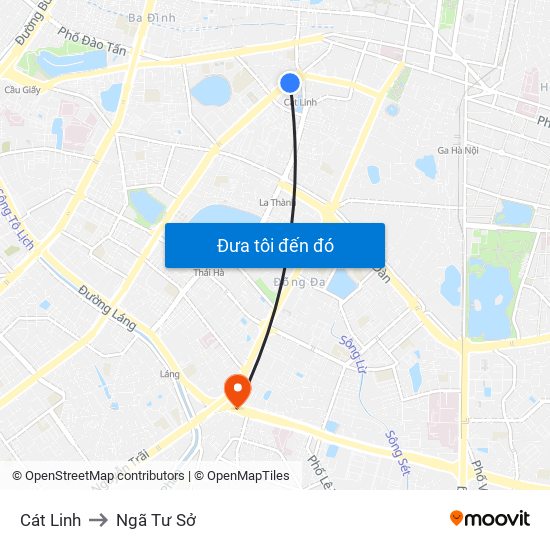 Cát Linh to Ngã Tư Sở map