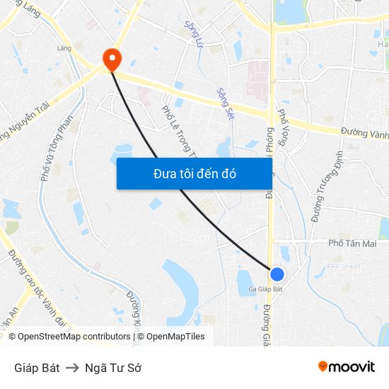 Giáp Bát to Ngã Tư Sở map