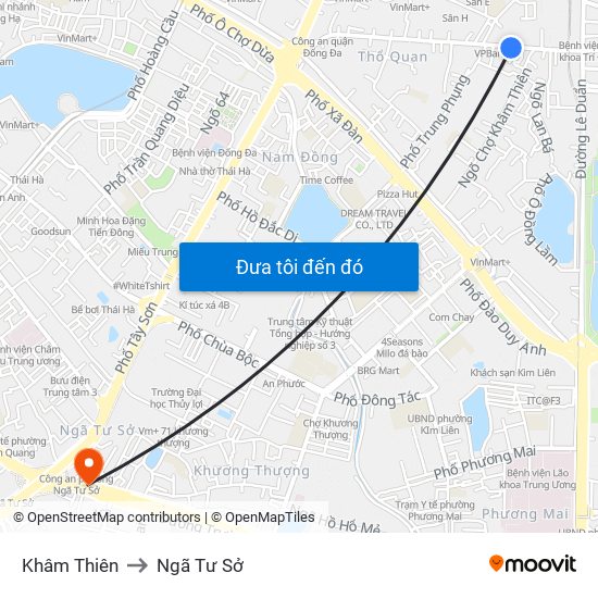 Khâm Thiên to Ngã Tư Sở map