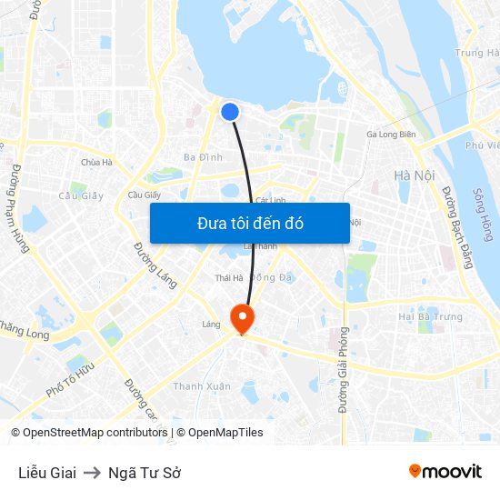 Liễu Giai to Ngã Tư Sở map