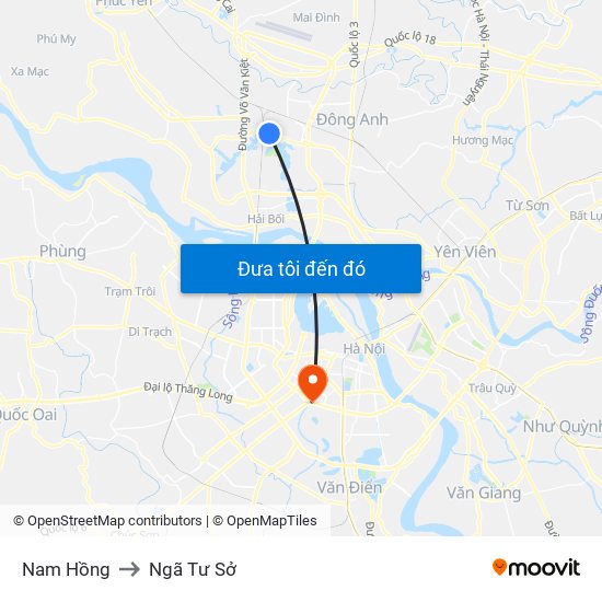 Nam Hồng to Ngã Tư Sở map