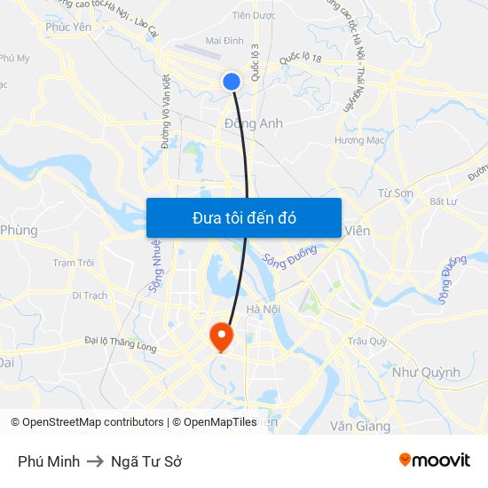 Phú Minh to Ngã Tư Sở map