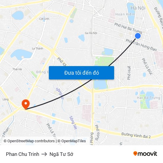 Phan Chu Trinh to Ngã Tư Sở map