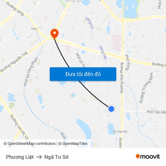 Phương Liệt to Ngã Tư Sở map