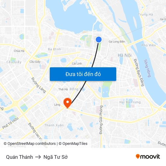 Quán Thánh to Ngã Tư Sở map