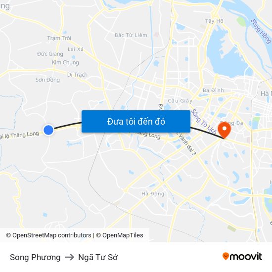 Song Phương to Ngã Tư Sở map