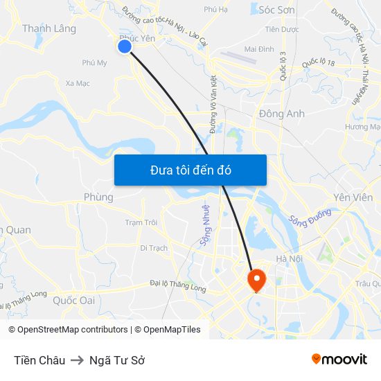 Tiền Châu to Ngã Tư Sở map