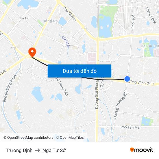 Trương Định to Ngã Tư Sở map