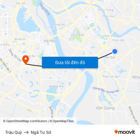 Trâu Quỳ to Ngã Tư Sở map