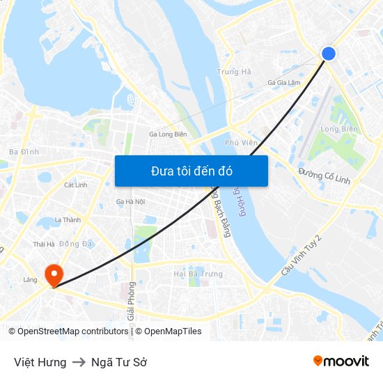 Việt Hưng to Ngã Tư Sở map