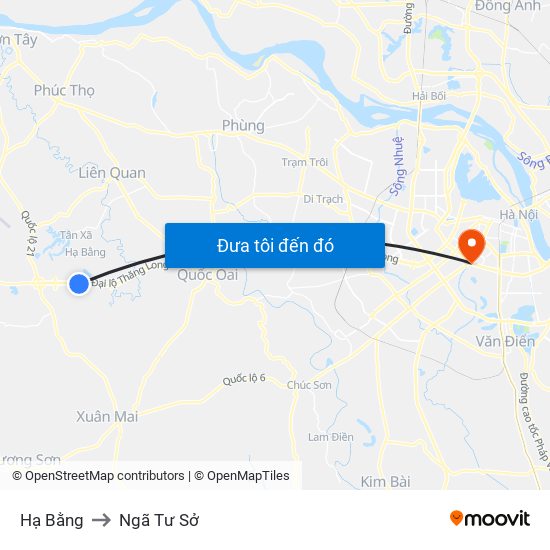 Hạ Bằng to Ngã Tư Sở map