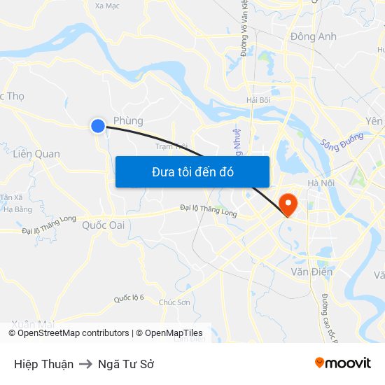 Hiệp Thuận to Ngã Tư Sở map