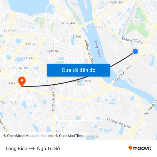 Long Biên to Ngã Tư Sở map
