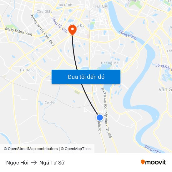 Ngọc Hồi to Ngã Tư Sở map