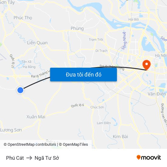 Phú Cát to Ngã Tư Sở map