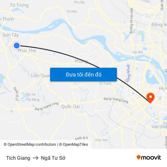 Tích Giang to Ngã Tư Sở map