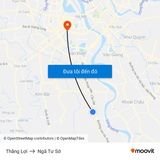 Thắng Lợi to Ngã Tư Sở map