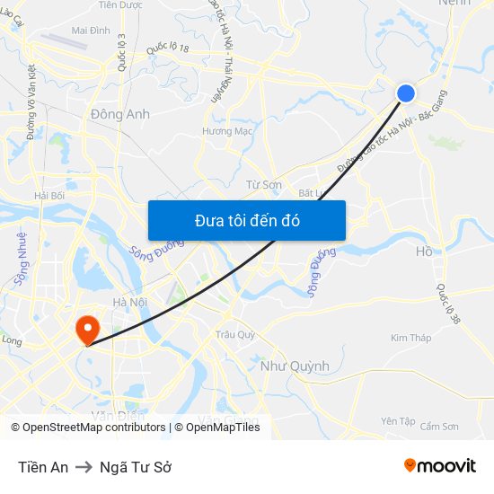 Tiền An to Ngã Tư Sở map