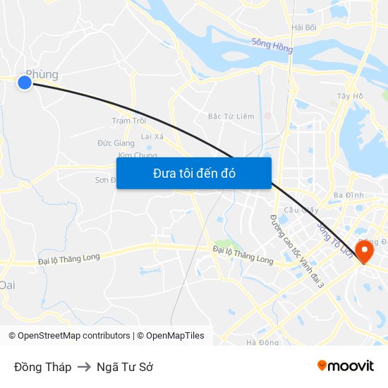 Đồng Tháp to Ngã Tư Sở map