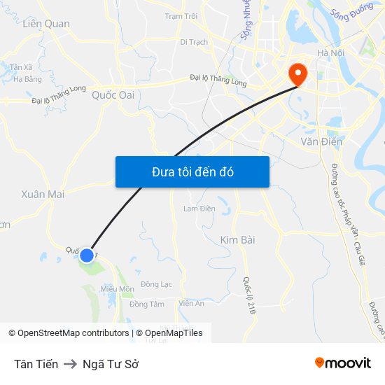 Tân Tiến to Ngã Tư Sở map