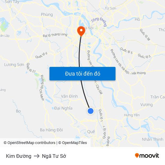 Kim Đường to Ngã Tư Sở map