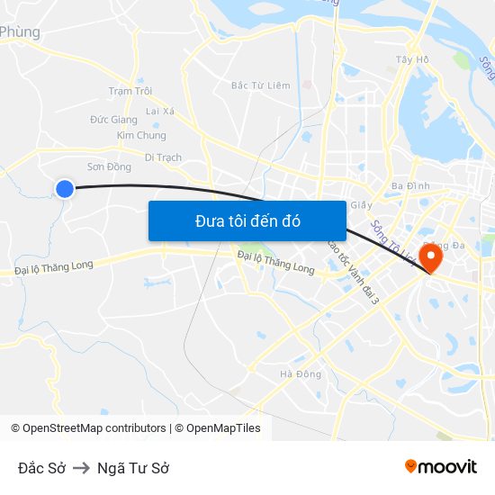 Đắc Sở to Ngã Tư Sở map