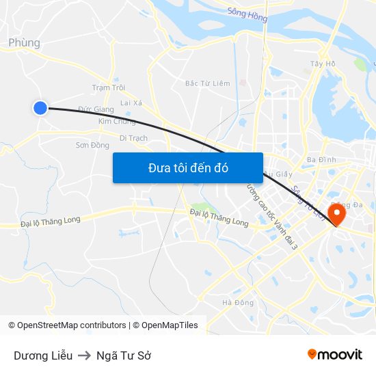 Dương Liễu to Ngã Tư Sở map