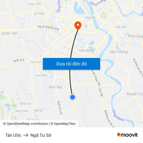 Tân Ước to Ngã Tư Sở map