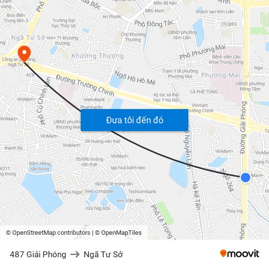 487 Giải Phóng to Ngã Tư Sở map