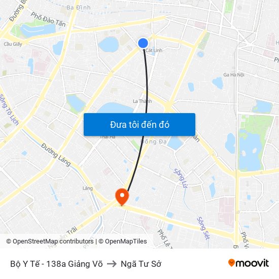 Bộ Y Tế - 138a Giảng Võ to Ngã Tư Sở map