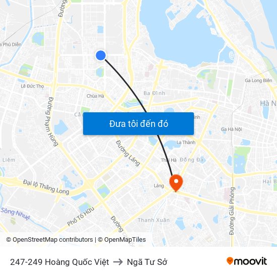 247-249 Hoàng Quốc Việt to Ngã Tư Sở map