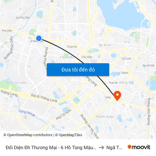 Đối Diện Đh Thương Mại - 6 Hồ Tùng Mậu (Cột Sau) to Ngã Tư Sở map