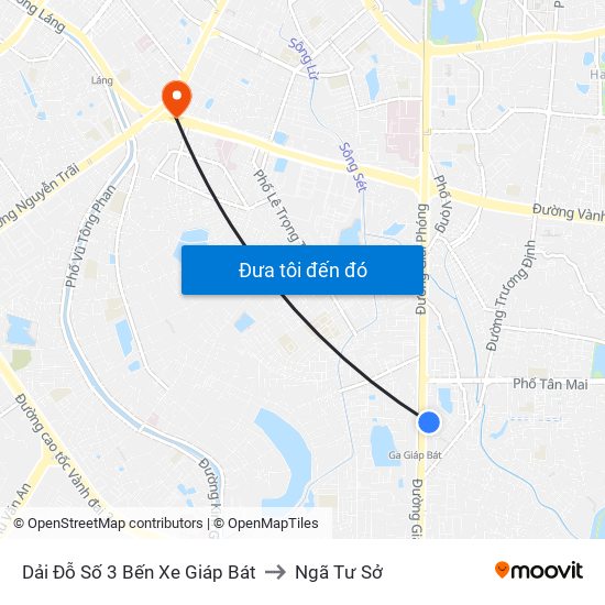 Dải Đỗ Số 3 Bến Xe Giáp Bát to Ngã Tư Sở map