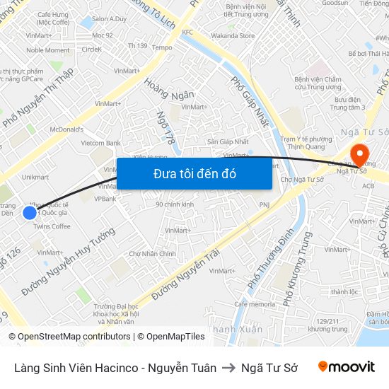 Làng Sinh Viên Hacinco - Nguyễn Tuân to Ngã Tư Sở map