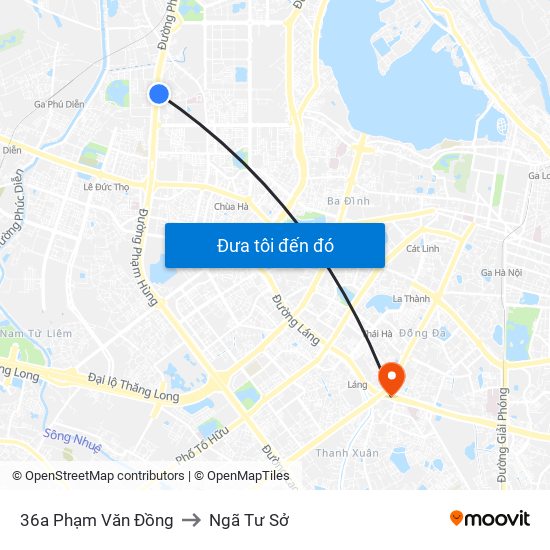 36a Phạm Văn Đồng to Ngã Tư Sở map