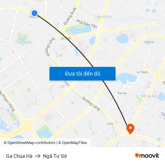 Ga Chùa Hà to Ngã Tư Sở map