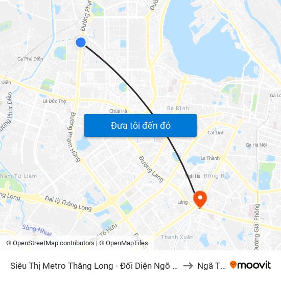 Siêu Thị Metro Thăng Long - Đối Diện Ngõ 599 Phạm Văn Đồng to Ngã Tư Sở map