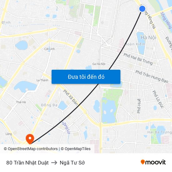 80 Trần Nhật Duật to Ngã Tư Sở map