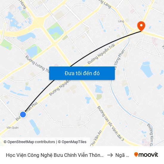 Học Viện Công Nghệ Bưu Chính Viễn Thông - Trần Phú (Hà Đông) to Ngã Tư Sở map