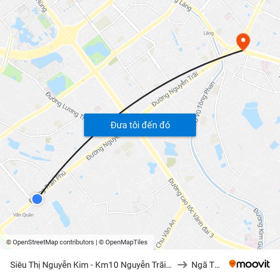 Siêu Thị Nguyễn Kim - Km10 Nguyễn Trãi (Hà Đông) to Ngã Tư Sở map